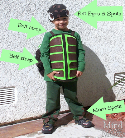 DIY Sea Turtle Costume. Super Easy with felt and hot glue.