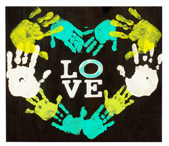 Easy hand print art. Great for a family project or newlyweds!